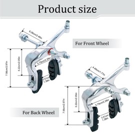 Uryxery 2-Piece Bike Brake Set, Silver Front & Rear Bicycle Caliper Brakes, Aluminum Alloy C Brake for Road Bike, Fixie, 80mm Bolt