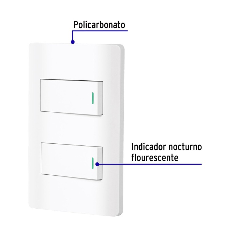 Volteck PA-APDO1-ELB, Placa armada blanca 1 interruptor sencillo y 1