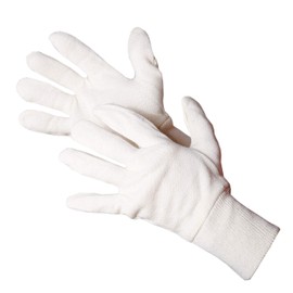 Jah 831 Cotton Gloves 12 Pairs Oekotex Jersey Light Knitted Cuff Natural Size 10