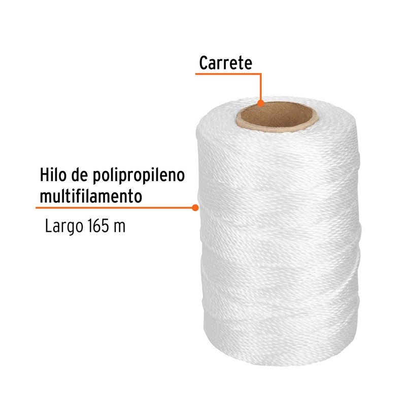 Truper HIL-165, Hilo para albañil, de polipropileno multifilamento, 165 m