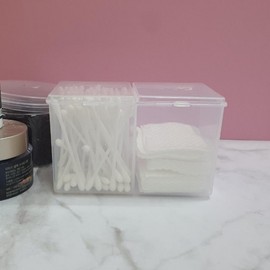 Dual-Compartment Transparent Cotton Pad Holder Case 5ea