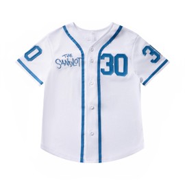 Kids Baseball Jersey The Sandlot Benny The Jet Rodriguez #30 Movie Stitched Baseball Shirt for Boys Girls White