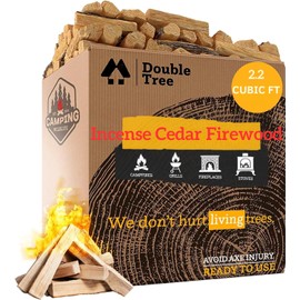 Double Tree - Kiln Dried Premium Incense Cedar Firewood (16inch Logs) (Includes Firestarter) 2.2 Cubic ft