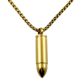 VBSUT Stainless Steel Bullet Pendants Necklaces for Men Women, 23.6"" Square Pearl Chain (Gold)