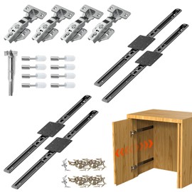 Pocket Door Slides, Included The Slides and The Hinges,Pocket Door Hardware for Inset Door,Cabinet Door (18 inches, Count, 4)