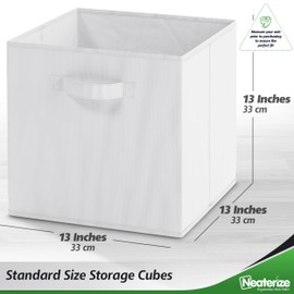 Fabric Storage Cubes for Cube Organizer - 6 Pack Heavy Duty White Storage Bins - 13 Inch Cube Storage Bin, Use As A Clothes Storage Box In Closet, Baskets For Shelves or Cubbies Storage bins