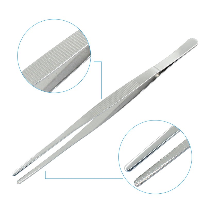 Cionyce 2 Pcs 10 Inch Stainless Steel Forceps, straight Metal