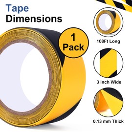LE PAPILLION JEWELRY Warning Tape 3 Inch x 108 Feet, Black & Yellow Stripes Warning Tapes, Ultra-Adhesive Hazard Safety Warning Tape, Floor Marking Tape for Warehouses, Equipment, Construction