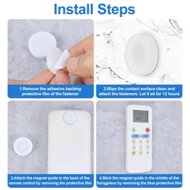 Set of 10 Wall Mount Remote Control Wall Magnetic with 360° Rotation Function No Drilling Universal for TV Air Conditioning White Compact Design Bedroom Living Room