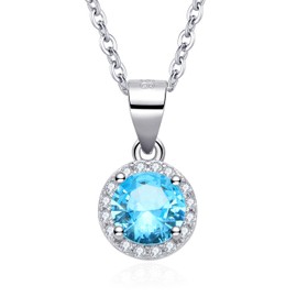 Dada Gioielli - Women's Gemstone Pendant Necklace with Zirconia in Various Colours - 925 Sterling Silver - Hypoallergenic Gemstone Chain for Women Girls Girlfriend Mother, stainless steel Stainless