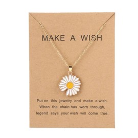 CrownOfRibbons Daisy FLower Necklace for Women and Girls on an Inspirational Card