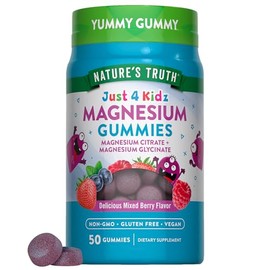 Nature's Truth Magnesium Gummies for Kids | Glycinate & Citrate | 50 Count | Mixed Berry Flavor | Vegan, Non-GMO & Gluten Free Supplement