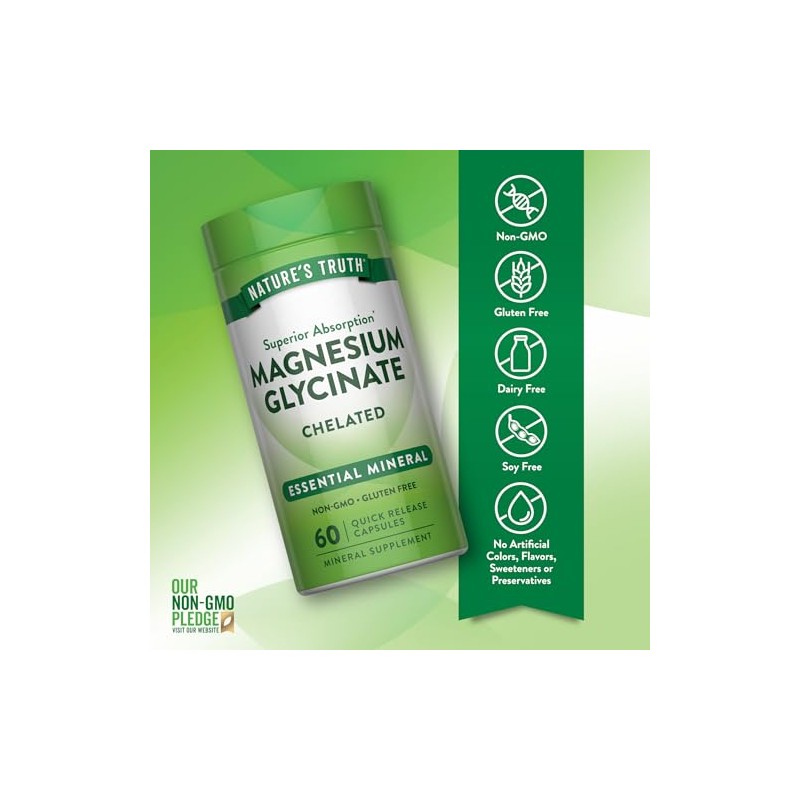 Nature's Truth Magnesium Glycinate 665Mg, 60 Count