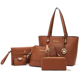 Soperwillton Handbags and Purses for Women Shoulder Tote Bags Top Handle Satchel Purse Set 5pcs