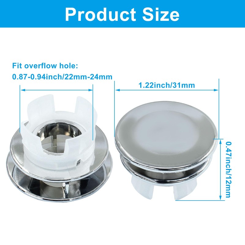 Waziaqoc 4 Pack Sink Basin Overflow Trim Ring Solid Brass