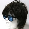 [FashionBerry] ブラック×ブルー 伊達メガネ 伊達眼鏡 だてめがね だて眼鏡 色付き 度なしメガネ ファッションメガネ おしゃれ眼鏡
