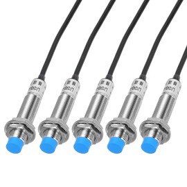 sourcing map M12 Approach Sensor Inductive Proximity Sensor Switch NC Normally Close PNP 4mm Detection Distance, DC 6-36V LJ12A3-4-Z/AY, 3.3ft, 5Pcs