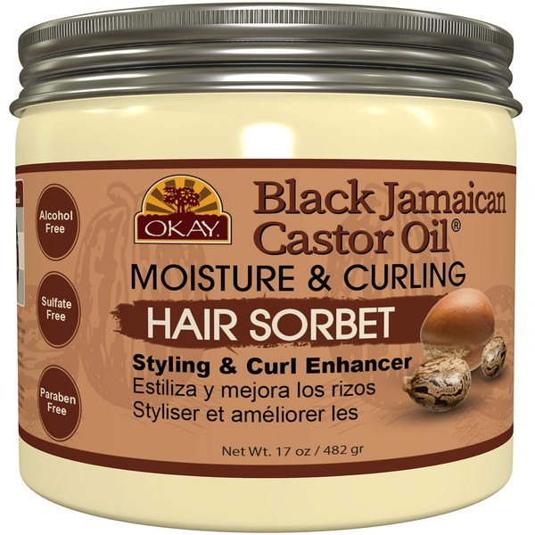 Okay black jamaican castor oil moisture & curling hair sorbet, White 289 Ounce