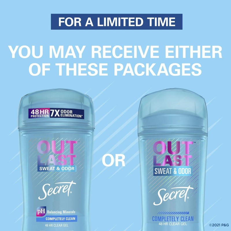 Secret Outlast Clear Gel Antiperspirant Deodorant for Women, Completely Clean,