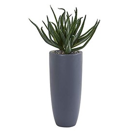 Nearly Natural 29” Aloe Artificial Gray Planter Silk Plants Green