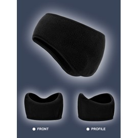 Boao 2 diademas calentadoras de orejas de forro polar para invierno para adultos y niños (negro, azul marino)