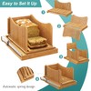 Large Bamboo Bread Slicer with Serrated Knife, Adjustable Bread Slicer