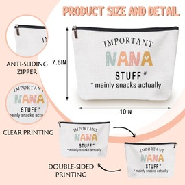 Undergo Mothers Day Mimi Gifts Grandma Grandmother Gifts for Nana - Important Nana Stuff Makeup Bag - Grandma Cosmetic Bag - Birthday Retirement Gifts for Grandma Makeup Pouch
