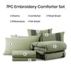 MAIREVE Embroidery Queen Size Comforter Sets, Light Olive Green Western