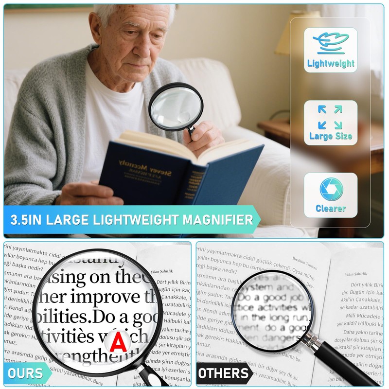 10X 30X Magnifying Glass for Reading, Handheld Magnifier for Reading,