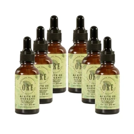 Ore Aceite de Orégano 100% Natural, 30 ml, Pack de 6 Botellas con Gotero