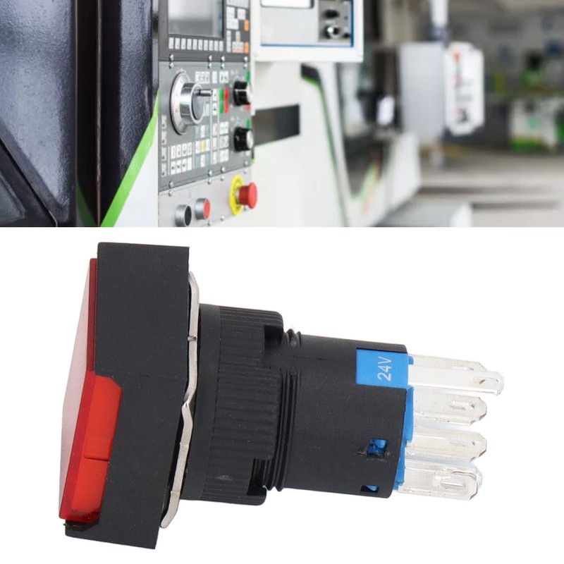 25 Pcs Push Button Switch Light Indicate Self Locking Long