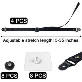 4 Pcs Adjustable TV Safety Straps, No-Drill TV Anchor for Baby Proofing, Prevent Furniture Falling and Anti Tip, TV Straps Safety for Flat Screens, Adhesive Cabinet to Wall Straps