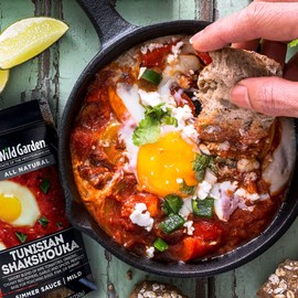 Wild Garden Ready-To-Go Gourmet Tunisian Shakshouka Simmer Sauce, 100% All Natural, No Additives, No Preservatives, Perfect for Eggs! 7.05 oz