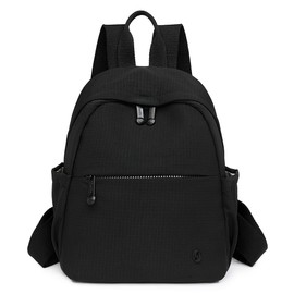 JIANLINST Mini Backpack for Women, Fashion Small Backpacks for Ladies Girls Lightweight Nylon Casual Travel Daypacks (Black)