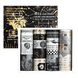 NOGAMOGA Black and White Scrapbooking and Crafts, Decorative Masking Tape, Artists Tapes for DIY, Journal Supplies, School projects