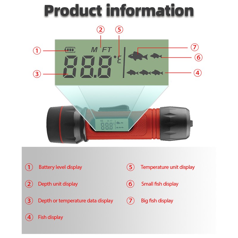 Portable Sonar Fish Finder Waterproof Wireless Depth Finder Ice Fish