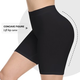 Yeblues Slip Shorts Women Seamless Tummy Control Anti Chafing Panties for Under Dress, High Waist Soft Yoga Bike Shorts Black
