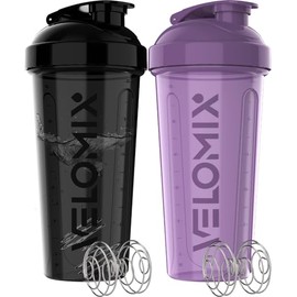VELOMIX -2 Pack- 28 oz Protein Shaker Bottles for Protein Mixes - 2x Wire Whisk | Leak Proof Shaker Cups for Protein Shakes and Pre Workout | Protein 