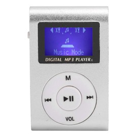 Portable Mini MP3 Music Player with BackClip, LCD Screen, Supports Memory Card for Sports (Silver)