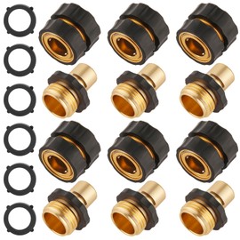 BILAL 6 Set Quick Connect Hose Fittings for Garden Hose Quick Connector with Gasket, 3/4 Inch GHT Male and Female Attachment Quick Release Water Hose Adapter