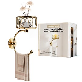 Hand Towel Holder for Bathroom Wall, Towel Hook with Candle Holder for Bathroom Decor, Wall Mounted Towel Hook with Cut Candle Holder, Vintage Towel Ring Towel Racks for Bathroom Decor and Accessories