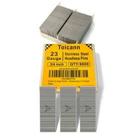 Toicann 23 Gauge Stainless Steel Pinner Nails 9000 pcs Headless Pin Nails for 23 GA Pneumatic or Electric Pinner or Pin nail gun, Ideal for Fine Woodworking or Trim Work (3/4"(9000 pcs))
