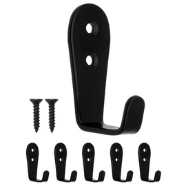 FUXXER® 5 Classic Coat Hooks Clothes Hooks Furniture Hooks Kitchen Hooks Iron Design Furniture Hooks Kitchen Hooks Set of 5 Black (Large)