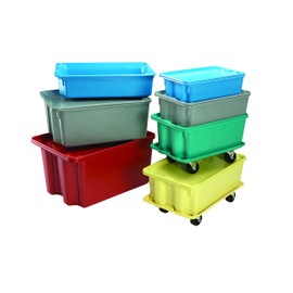 Toteline 780108W5268 Nest and Stack Container, Glass Fiber Reinforce Plastic Composite with Wire Edge, Capacity 500 lb, 42.5" x 20" x 7.5", Blue