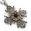 Vintage Inspired Filigree Diamante 'Cross' Pendant with Silver Tone Oval