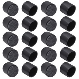 Bonsicoky Round Rubber Furniture Leg Caps, 7/8 Inch Chair Leg Floor Protectors for Chair, Table, Sofa, Pack of 20 (22 x 22mm, Black)