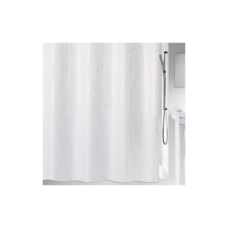 Spirella Wet White Pearl Effect Textile Polyester Shower Curtain, 180