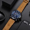 AKNIGHT Men's Wristwatch, Stylish, Popular, Quartz, Natural Leather Strap, Chronograph,