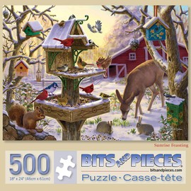 Bits and Pieces – Large 500 Piece Jigsaw Puzzle for Adults – ‘Sunrise Feasting’ Jigsaw Puzzle by Artist Liz Goodrick Dillon, Completed Puzzle Size: 18" x 24"