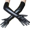 ShanBye Women's Black Faux Leather Long Gloves, Size: Length 60cm,